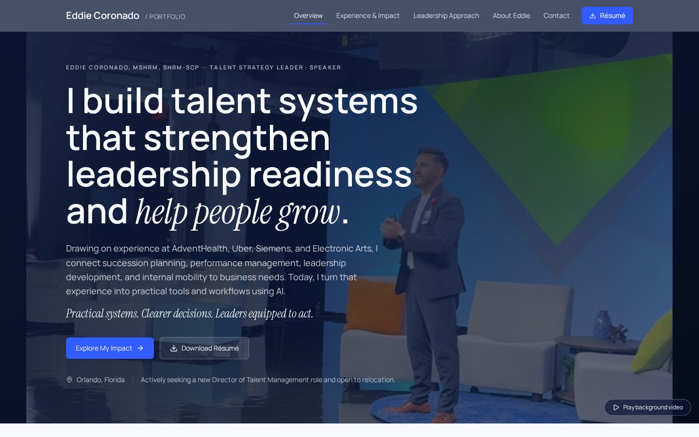 Eddie Coronado personal brand website displayed on desktop and mobile.